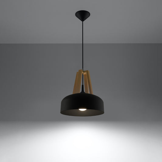 Pendelleuchte CASCO schwarz/naturfarbenes Holz